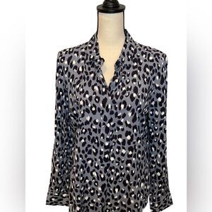 Alexander Jordan Long Sleeve Leopard Print Blouse. Size:Med Color:Animal Print